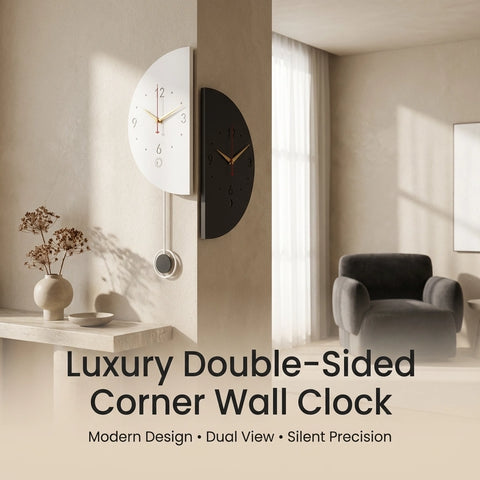 Luxury Dual-Sided Corner Wall Clock