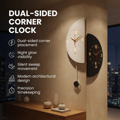 Luxury Dual-Sided Corner Wall Clock