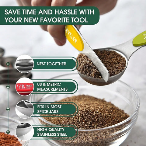 Magnetic Stainless Steel Measuring Spoons Set (8-Piece)