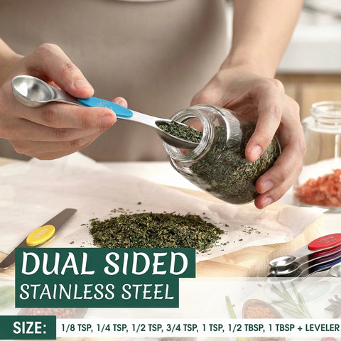 Magnetic Stainless Steel Measuring Spoons Set (8-Piece)