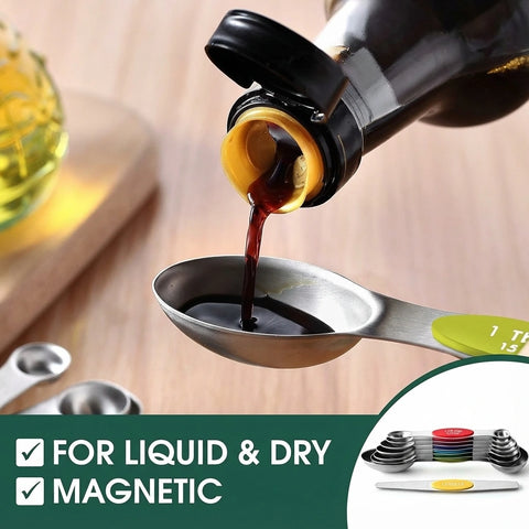 Magnetic Stainless Steel Measuring Spoons Set (8-Piece)