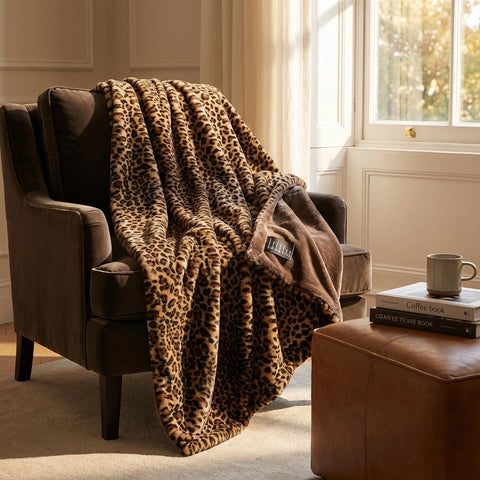 Premium Faux Fur Leopard Print Blanket