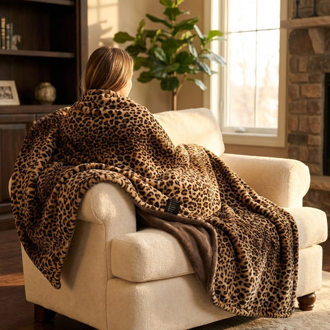 Premium Faux Fur Leopard Print Blanket