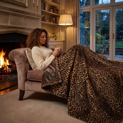 Premium Faux Fur Leopard Print Blanket