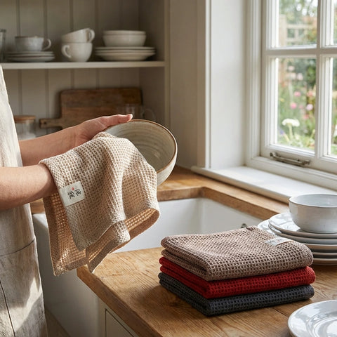Sakura Cotton Waffle Weave Kitchen Towels