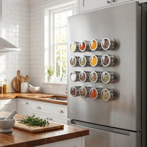 Magnetic Stainless Spice Tin Set