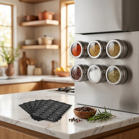 Magnetic Stainless Spice Tin Set