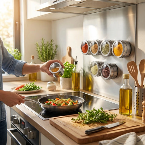 Magnetic Stainless Spice Tin Set