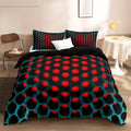 Colorful duvet cover set on dark gray headboard and modern bed setup