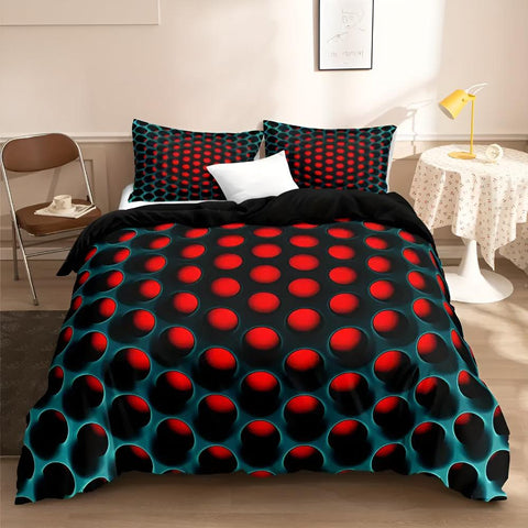 Colorful duvet cover set on dark gray headboard and modern bed setup