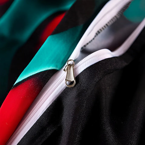 Close-up of hidden zipper closure on cosmic duvet cover