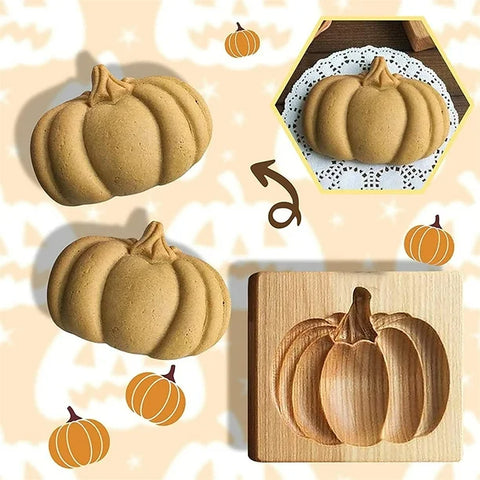 Halloween Pumpkin Cookie Mold Wooden Stamp