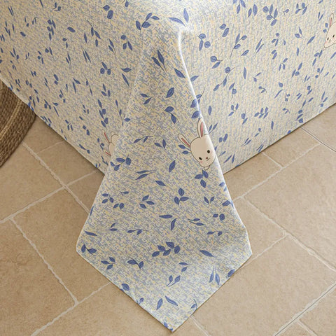 Cotton Flat Sheet Set - Bunny Print & Leaf Designs