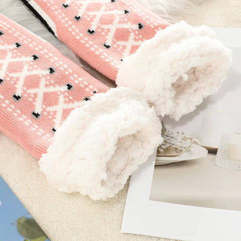 Women's Lace-Up Pattern Winter Crew Socks