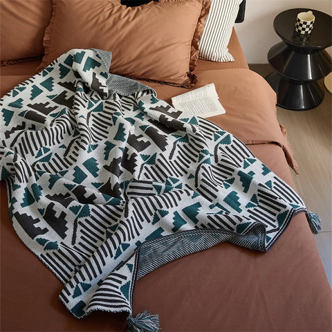 Tribal Throw Blanket with Tassels