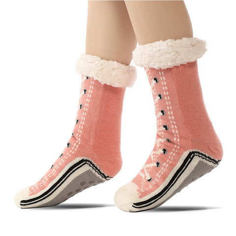 Women's Lace-Up Pattern Winter Crew Socks