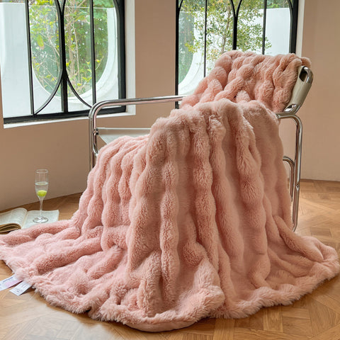 Faux Rabbit Fur Minky Blanket