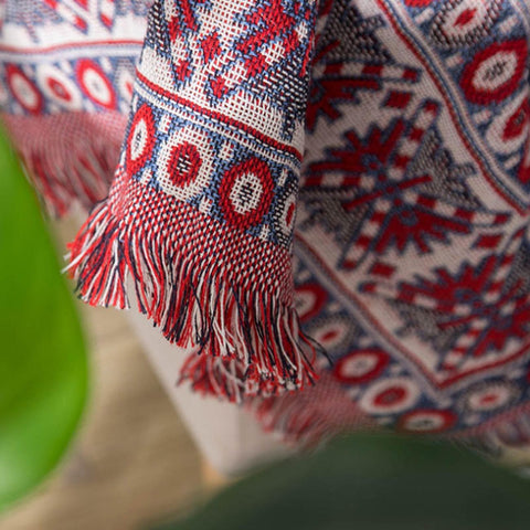 Navajo Red Boho Throw Blanket