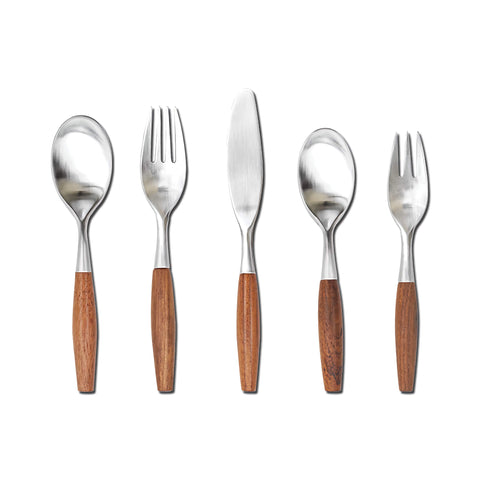 Wood Handle Flatware Set - 304 Stainless Steel Japanese Style