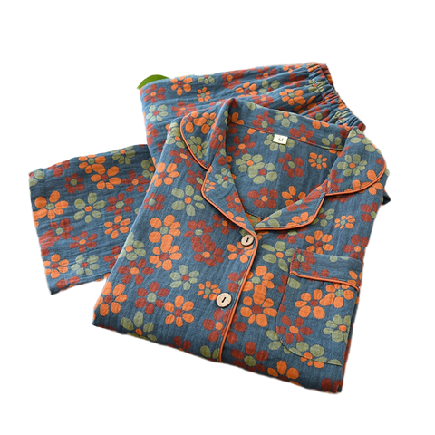 Women's Cotton Pajama Set with Daisy Pattern
