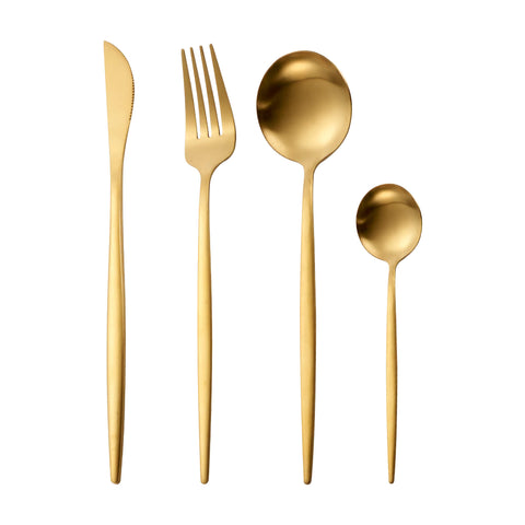 Matte Gold Silverware Set - 18/10 Stainless Steel Flatware