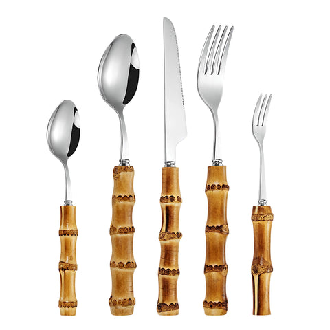 Takumi Bamboo Handle Cutlery Set - High Quality & Non Toxic Stainless Steel