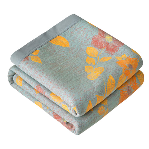 100% Cotton Quilt for Bed - Reversible with Leaf Floral Pattern
