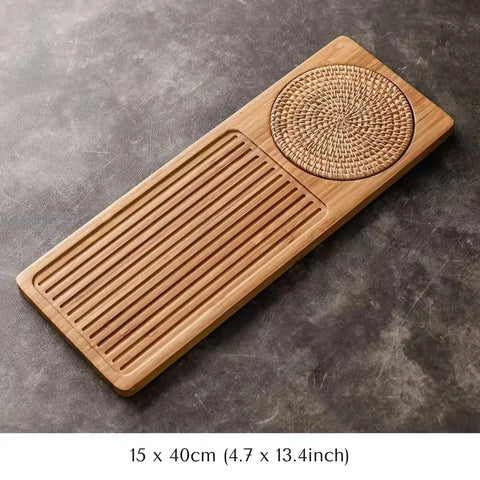 Small bamboo tray used with traditional teaware