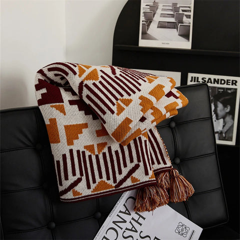 Tribal Throw Blanket with Tassels