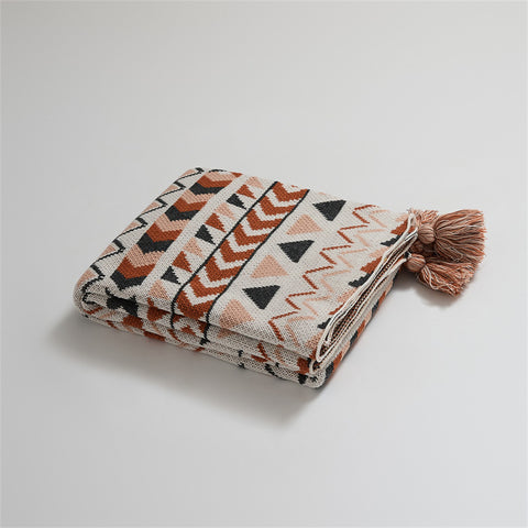 Tribal Throw Blanket with Tassels