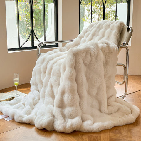Faux Rabbit Fur Minky Blanket