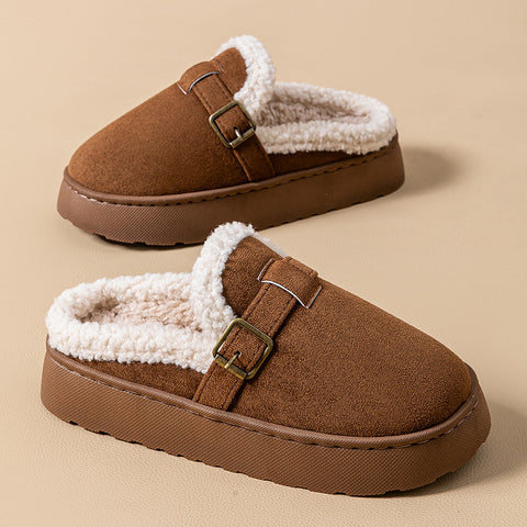 Women's Buckle Platform Slippers