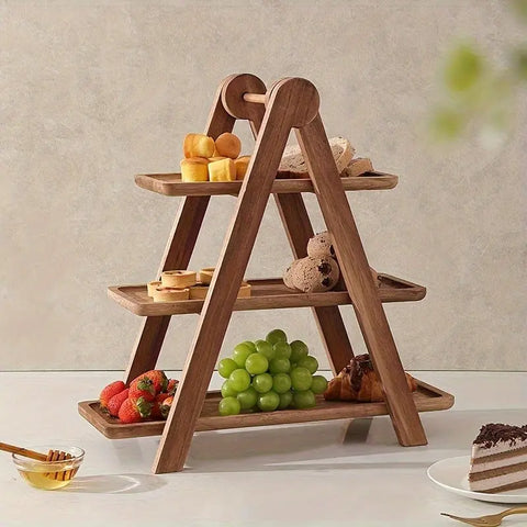 Rustic Wooden 3-Tier Serving Stand