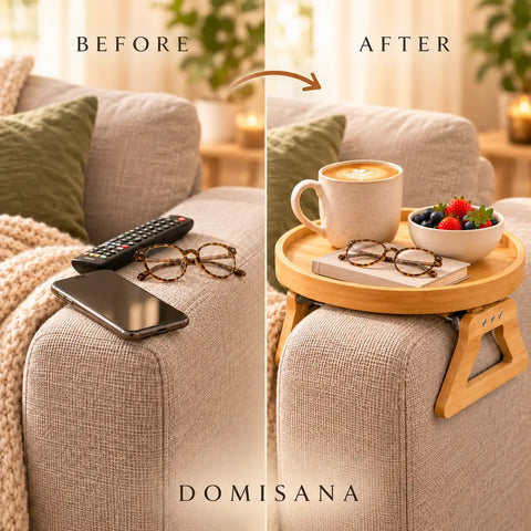 Clip-On Bamboo Sofa Arm Tray