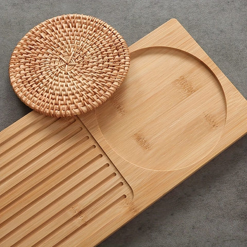 Minimalist bamboo tray with Gongfu tea tools