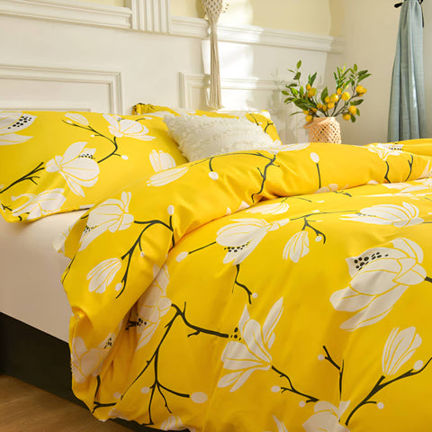 3-piece duvet cover bedding set – floral print with soft bed sheets alternative