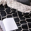 Close-Up of Gold Grid Comforter Cover with Reversible Pattern – Duvet Cover Set for Modern Homes