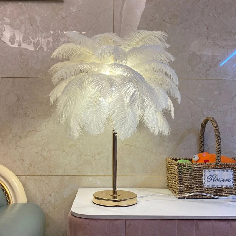 CELESTE OSTRICH FEATHER TABLE LAMP