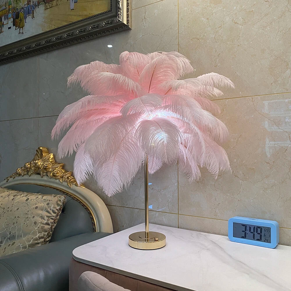 CELESTE OSTRICH FEATHER TABLE LAMP