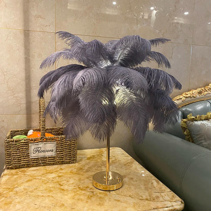 CELESTE OSTRICH FEATHER TABLE LAMP