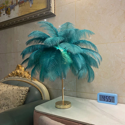 CELESTE OSTRICH FEATHER TABLE LAMP