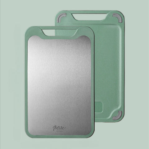Green cutting board set front and back display