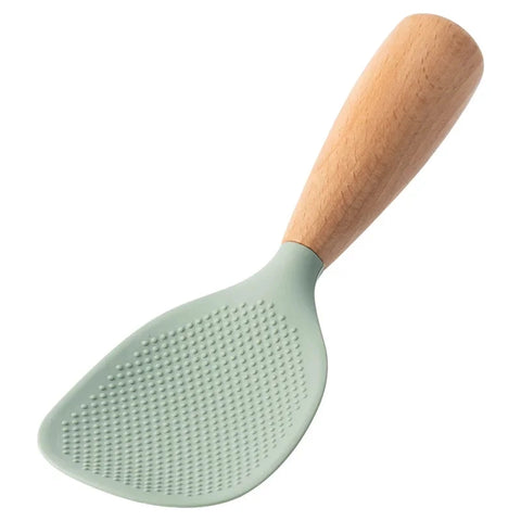 Silicone Wooden Handle Rice Spoon