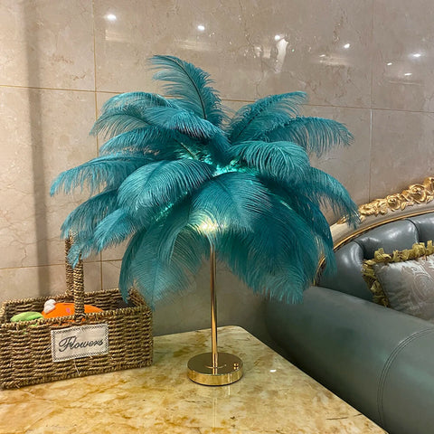 Luxury Ostrich Feather Table Lamp
