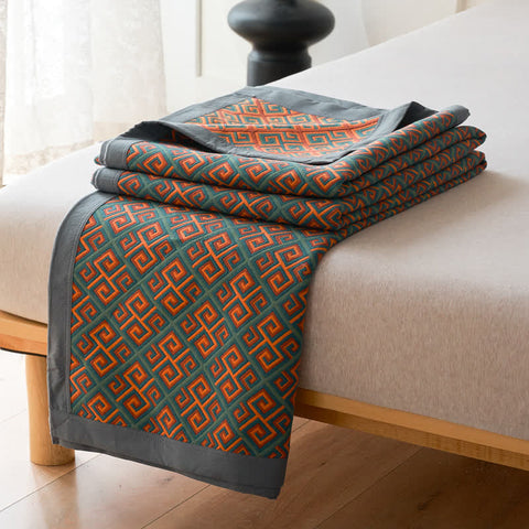 Japanese cotton quilt folded on bed