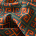 Close-up texture of breathable triple gauze cotton fabric with Japanese print