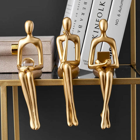 Gold Thinker Decor Statue