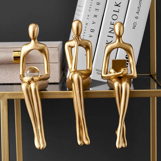 GOLD THINKER DECOR STATUE