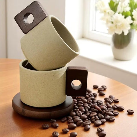 Japanese Ceramic Mug with Coaster