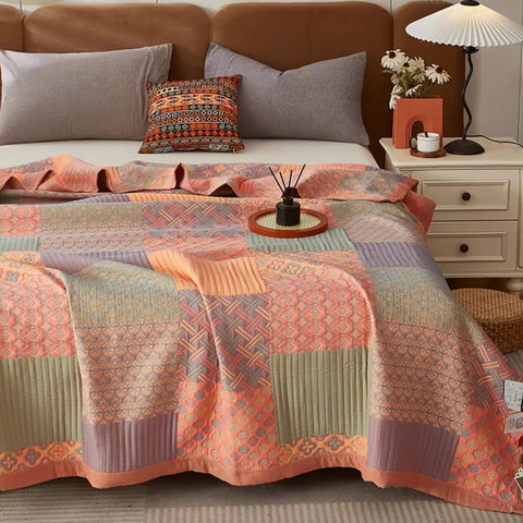 Cotton Woven Quilt with Patchwork Patterns - Skin Friendly & Soft